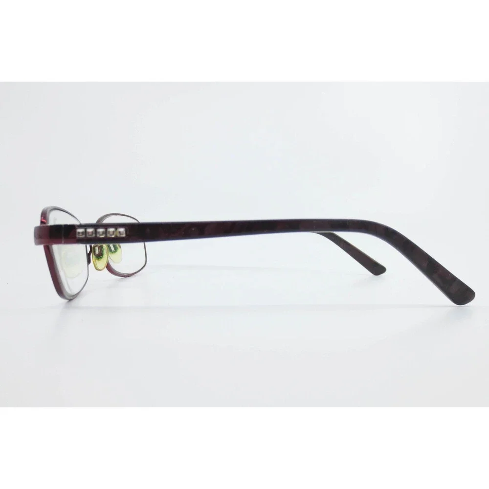 Visage E214 Burgundy Rectangular Eyeglass Frames 52-17-135 Studded Temples BUR
